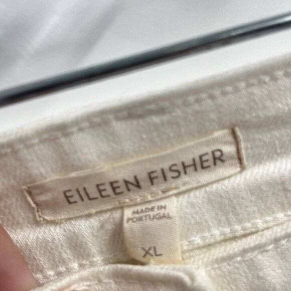 Eileen Fisher Wihte Denim Wide Leg Jeans High Rise Sz XL - Picture 3 of 3